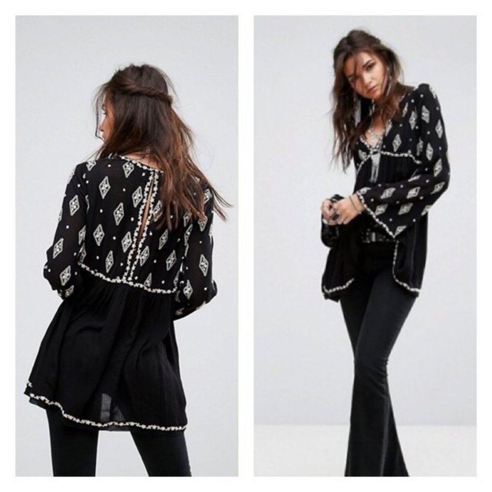 Free People Black Diamond Tunic Dress Small - Picture 7 of 8